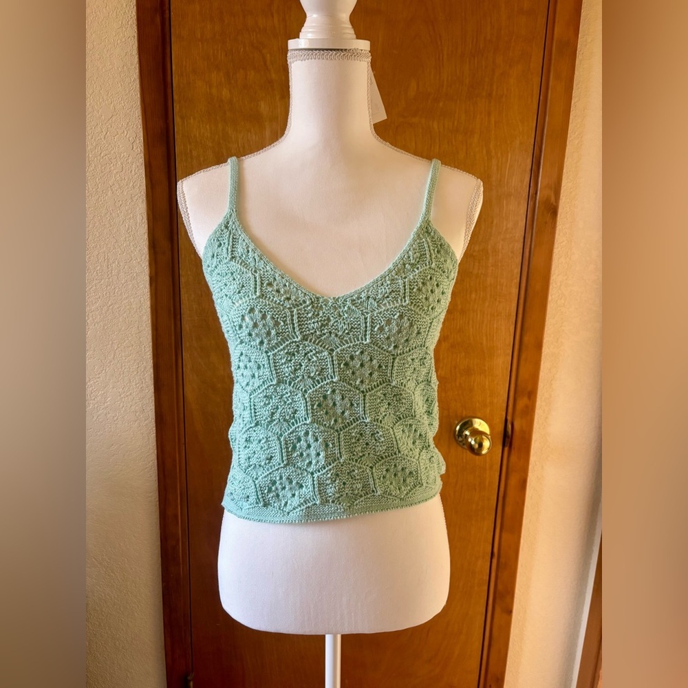 American Eagle Outfitters Green Cropped Fitted Camisole